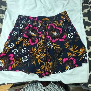 Target Women's High Waist Floral Shorts - Pink and Orange